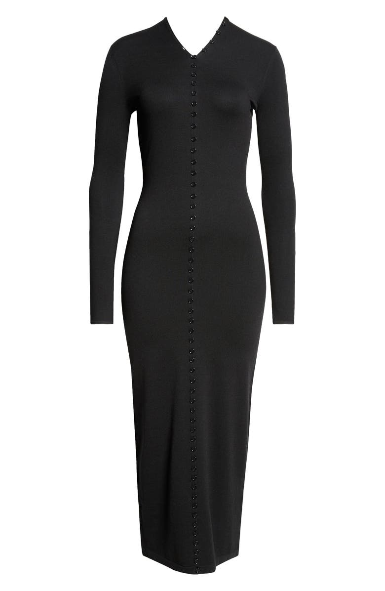 Alexander Wang Long Sleeve Knit Button-Up Body-Con Dress, Alternate, color,