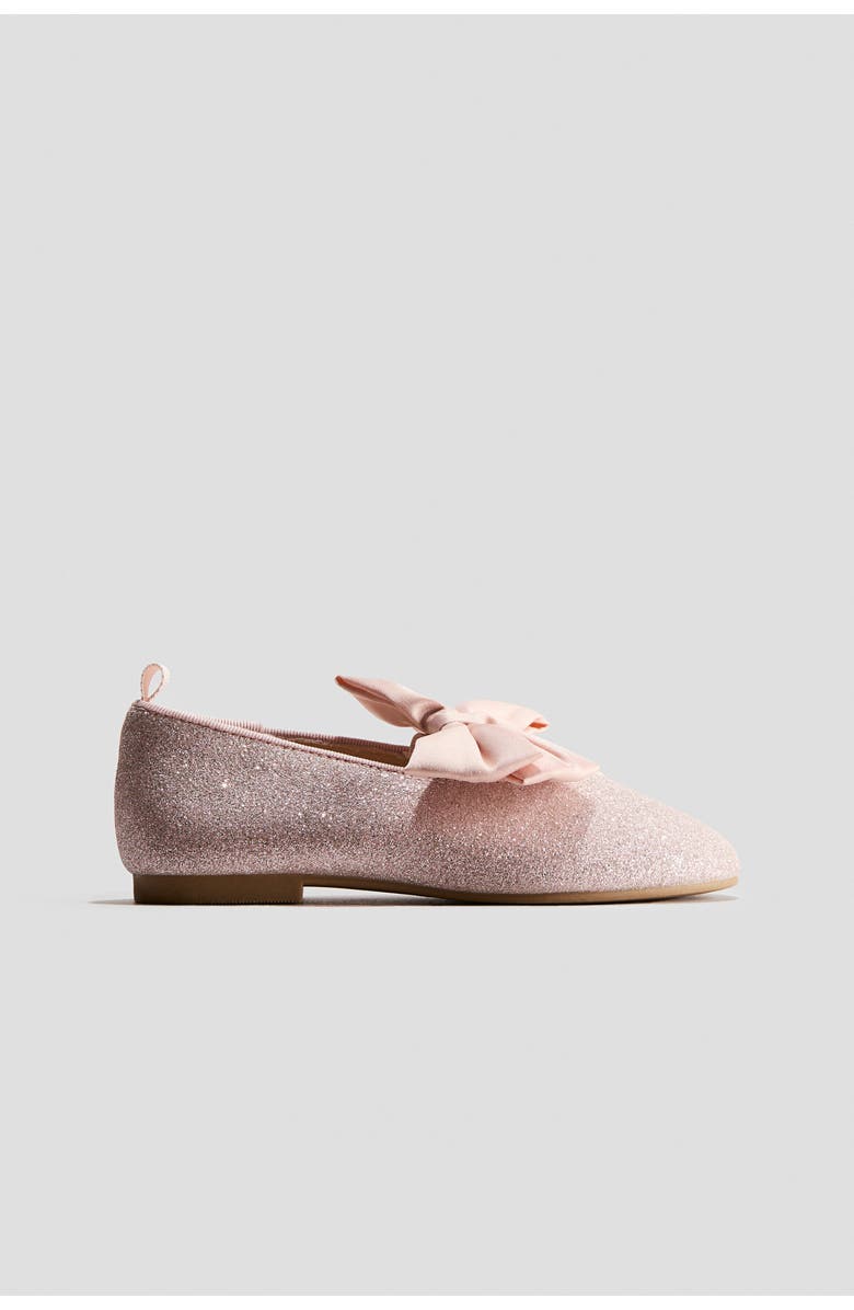 H&M Appliquéd Ballet Pumps, Alternate, color, Light Pink/Glittery