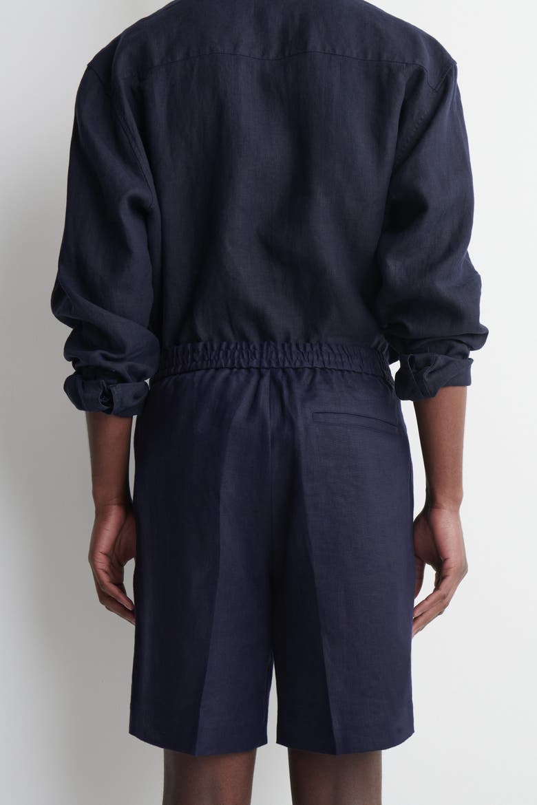 Tailored Linen Shorts, Alternate, color, NAVY