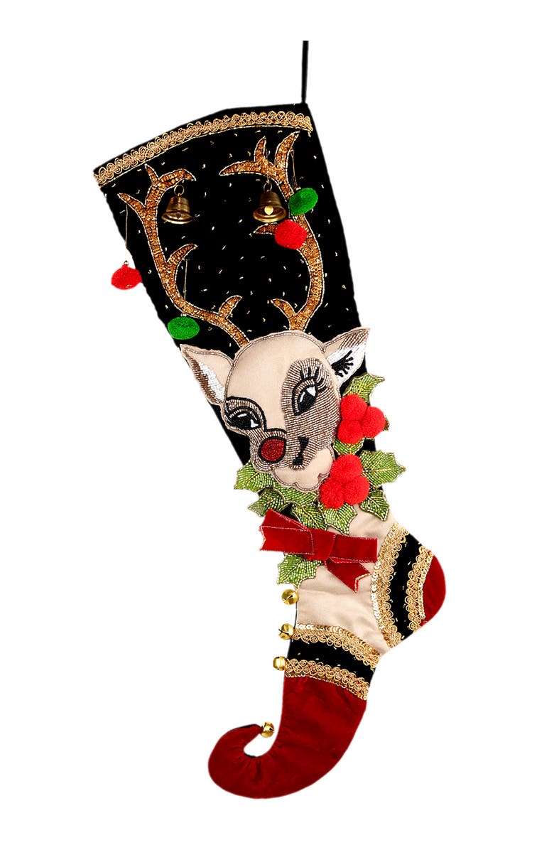 Mark Roberts Fancy Deer Stocking, Main, color, Beige