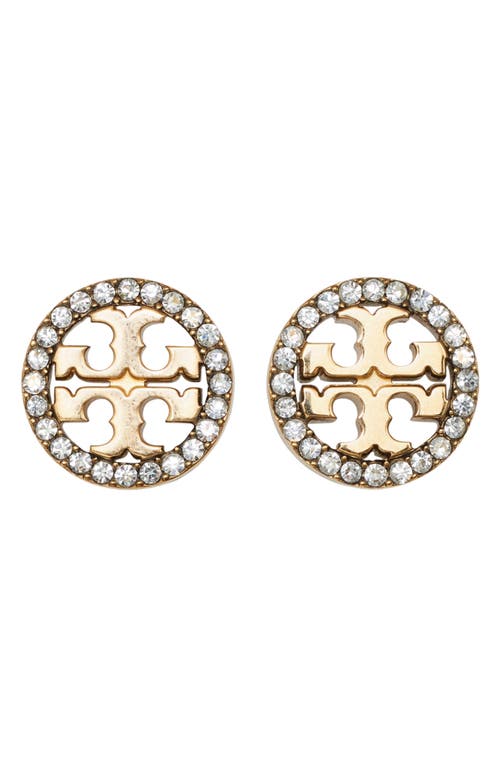 Tory Burch Miller Pavé Stud Earrings & Necklace Set In Gold
