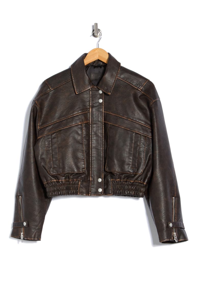 Faux Leather Bomber Jacket, Alternate, color, WORK MOMENT