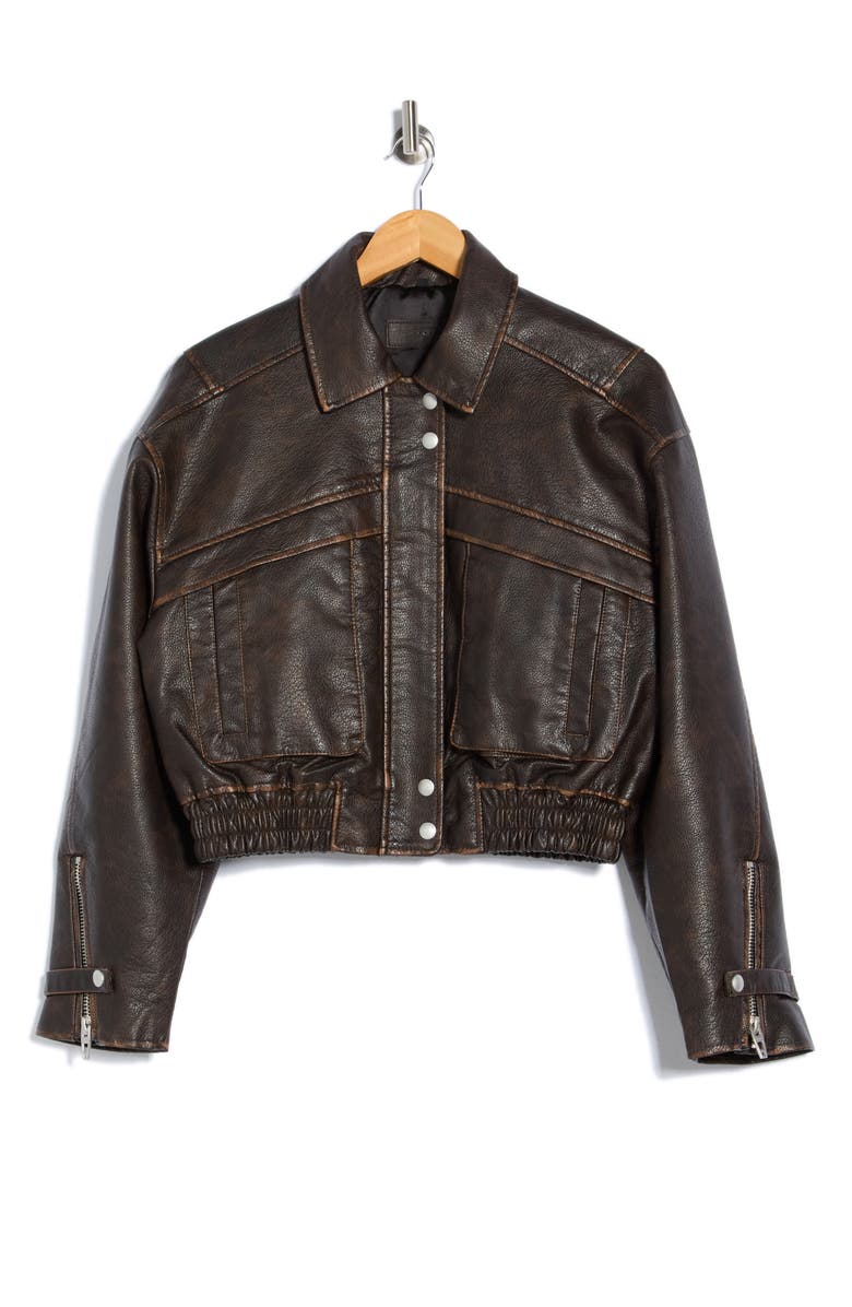 BLANKNYC Faux Leather Bomber Jacket, Alternate, color, Work Moment