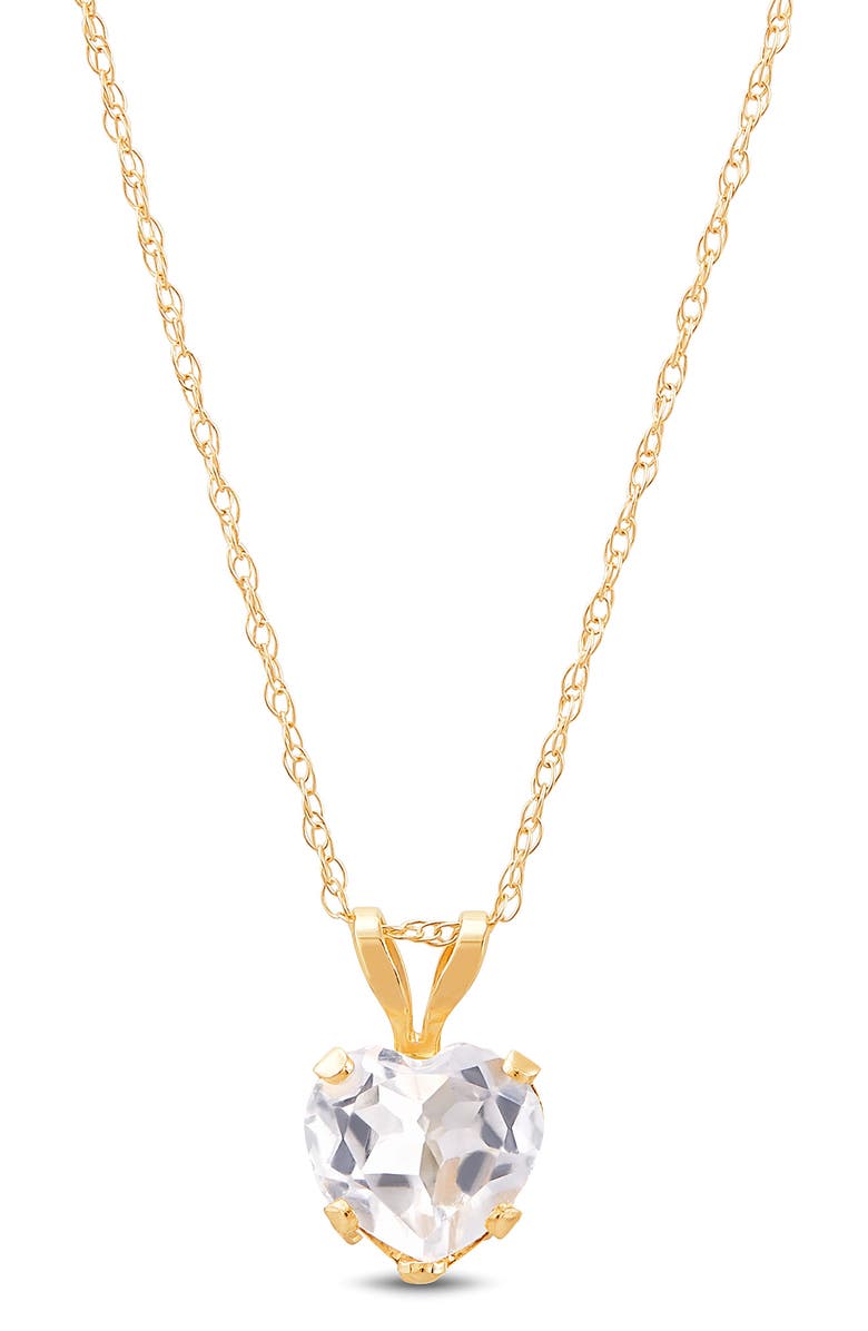 Frankie & Zoe White Topaz Heart Pendant Necklace & Stud Earrings, Alternate, color, Yellow Gold