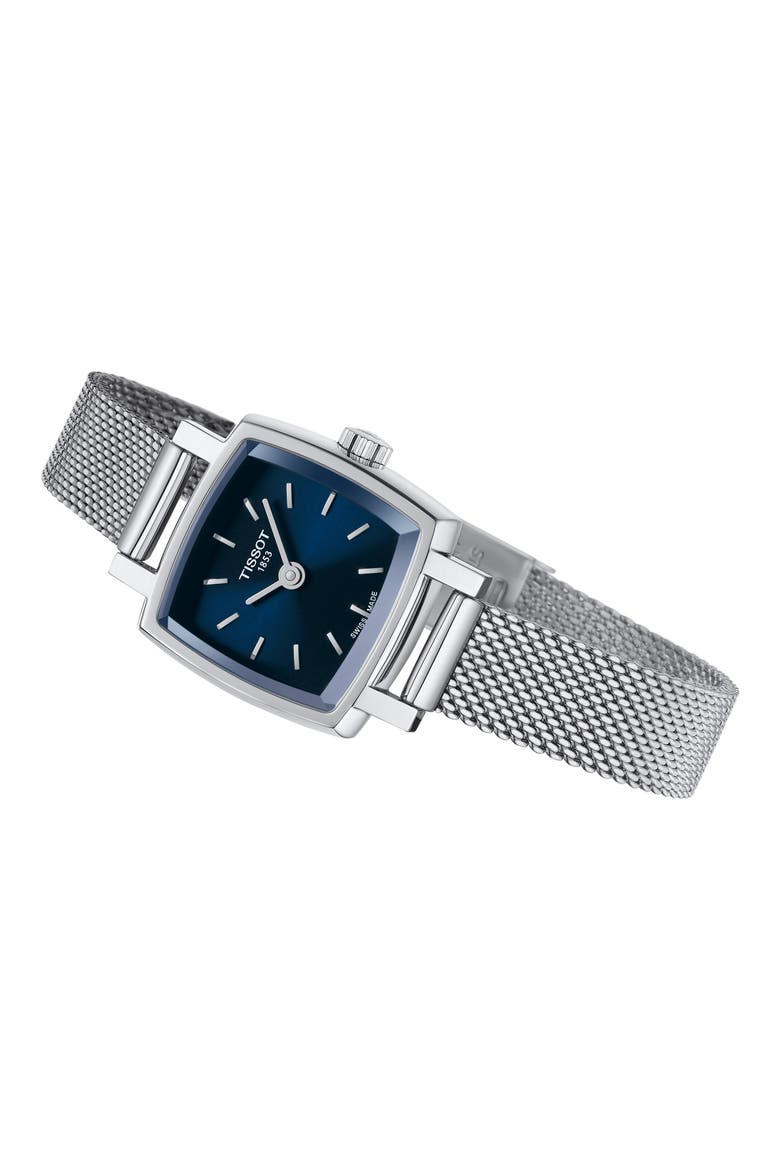 Lovely Square Mesh Strap Watch, 20mm, Alternate, color, SILVER/ BLUE/ SILVER