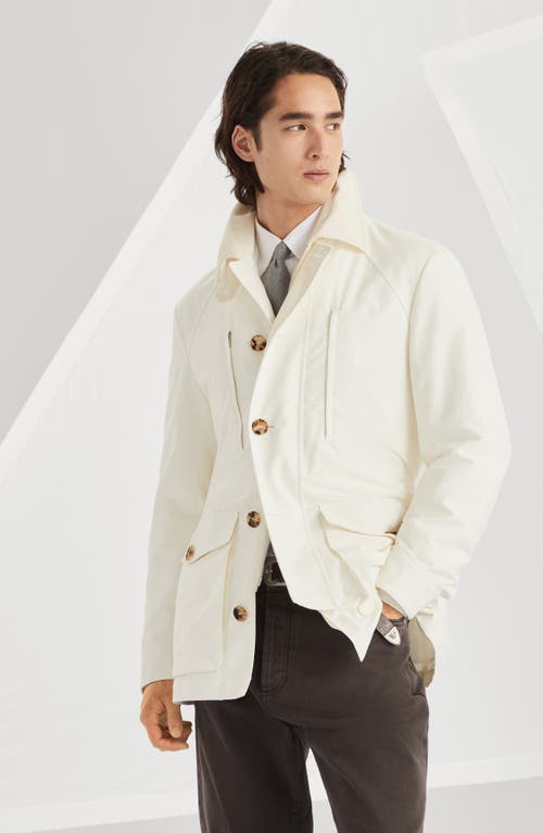 Brunello Cucinelli Water-resistant Belted Parka Jacket In Off-white