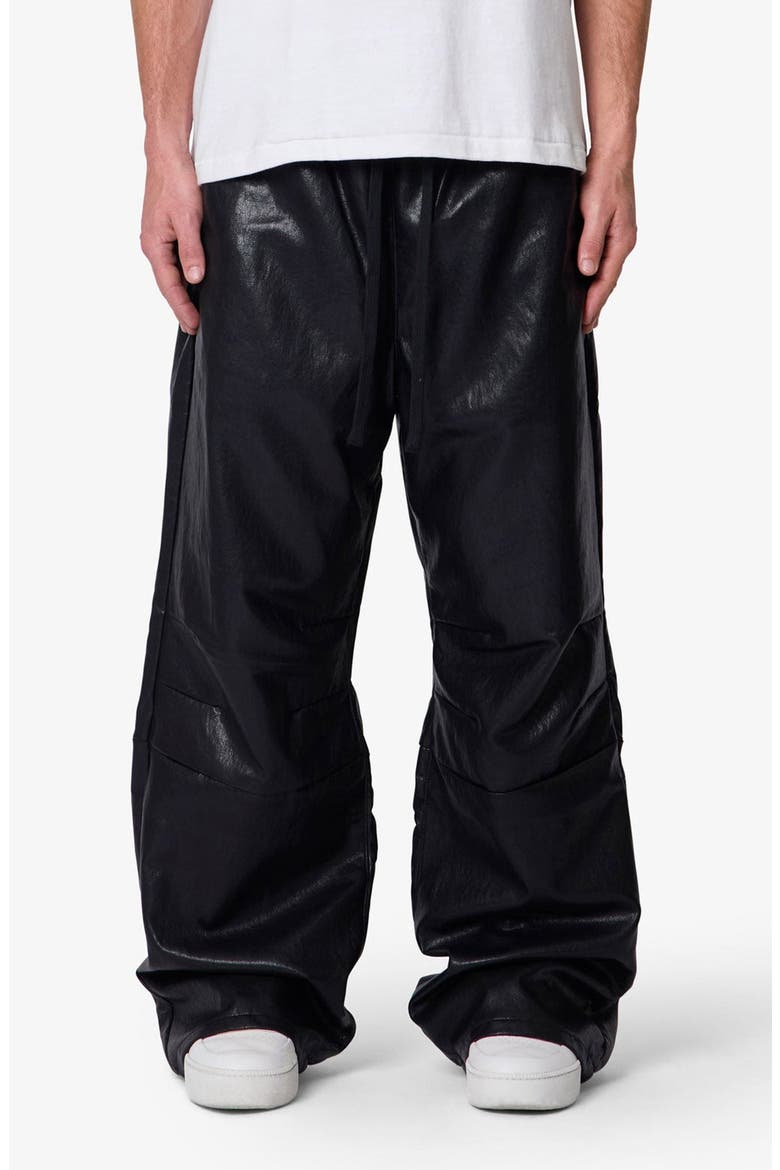 Ultra Baggy Faux Leather Sweatpants, Main, color, BLACK