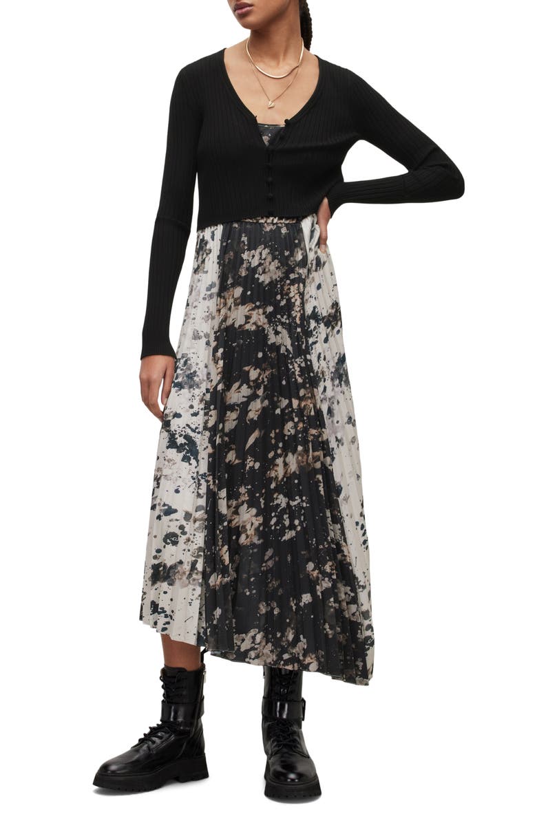 AllSaints Leowa Gia Long Sleeve Sweater Dress, Main, color,