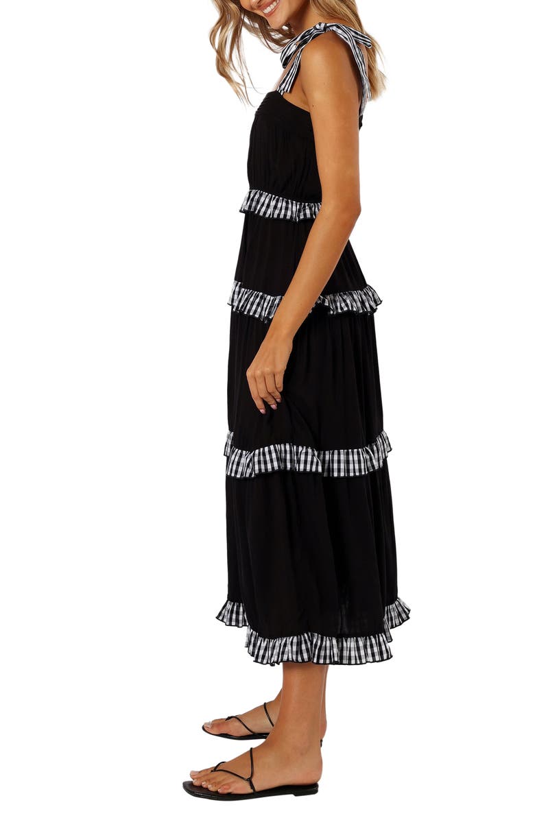 Petal & Pup Chantry Check Ruffle Tie Strap Maxi Dress, Alternate, color,