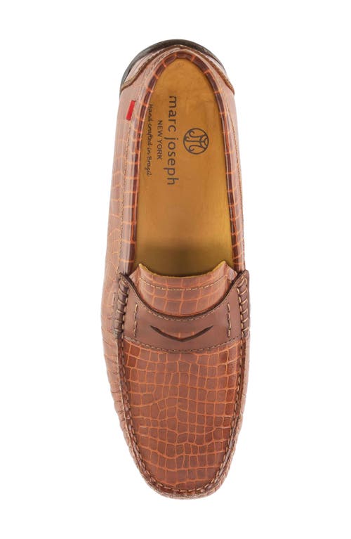 Marc Joseph New York Hamilton Penny Strap Driving Loafer In Cognac Croco