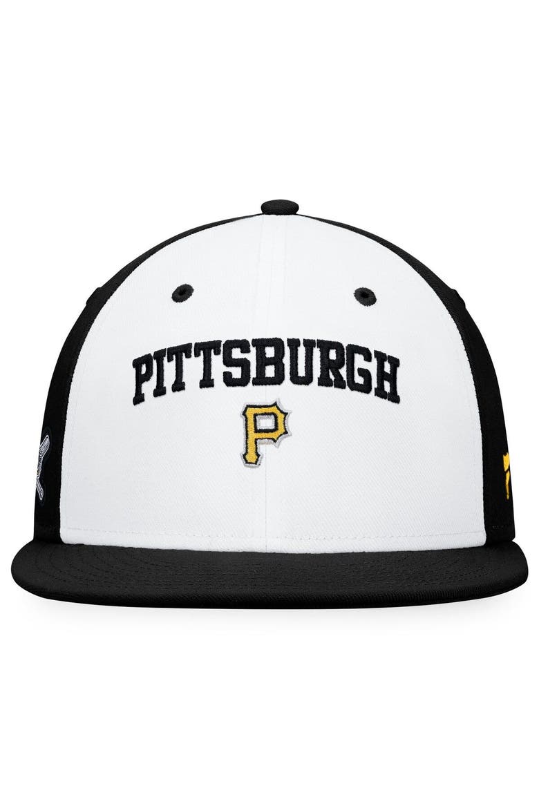 Men's Fanatics Branded White/Black Pittsburgh Pirates Iconic Color Blocked Fitted Hat, Alternate, color, White