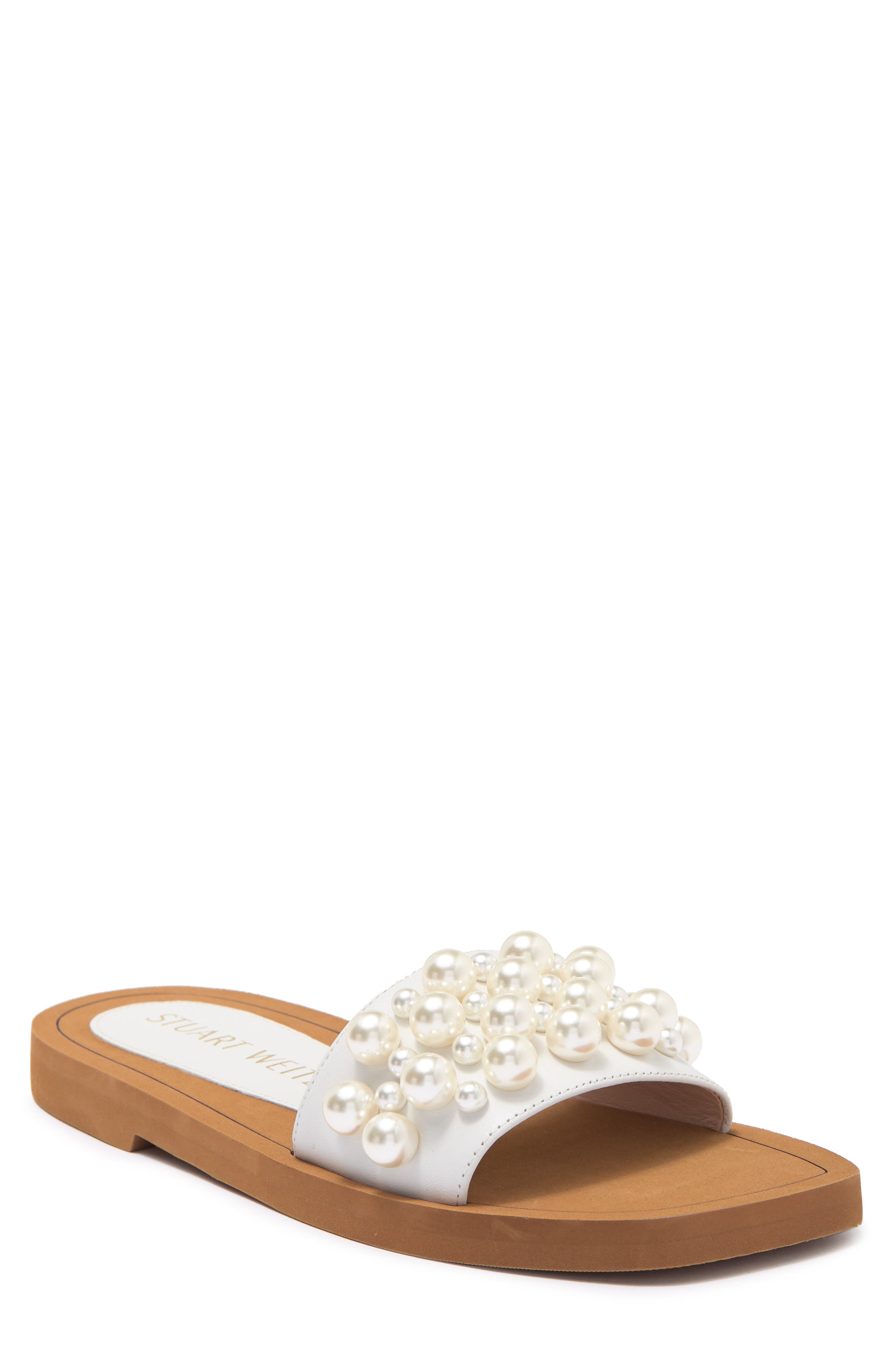 Stuart Weitzman Goldie Imitation Pearl Slide, Main, color, 