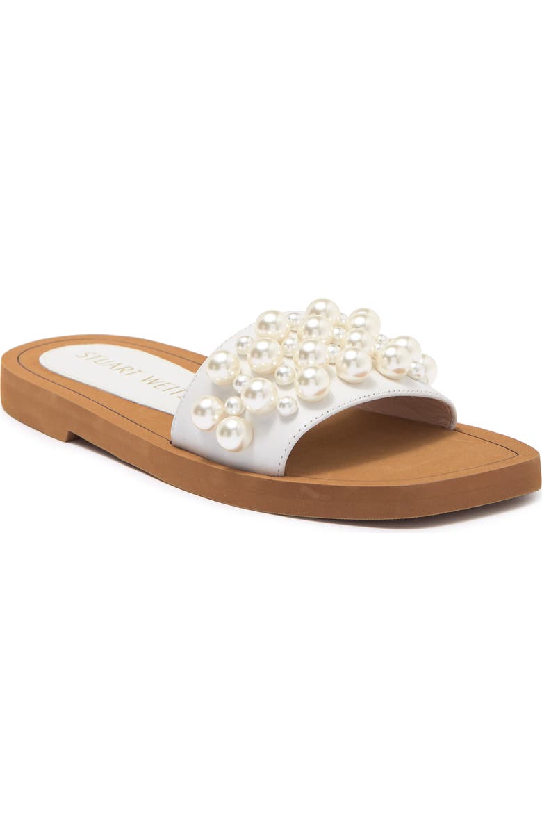 Stuart Weitzman Goldie Imitation Pearl Slide, Main, color,