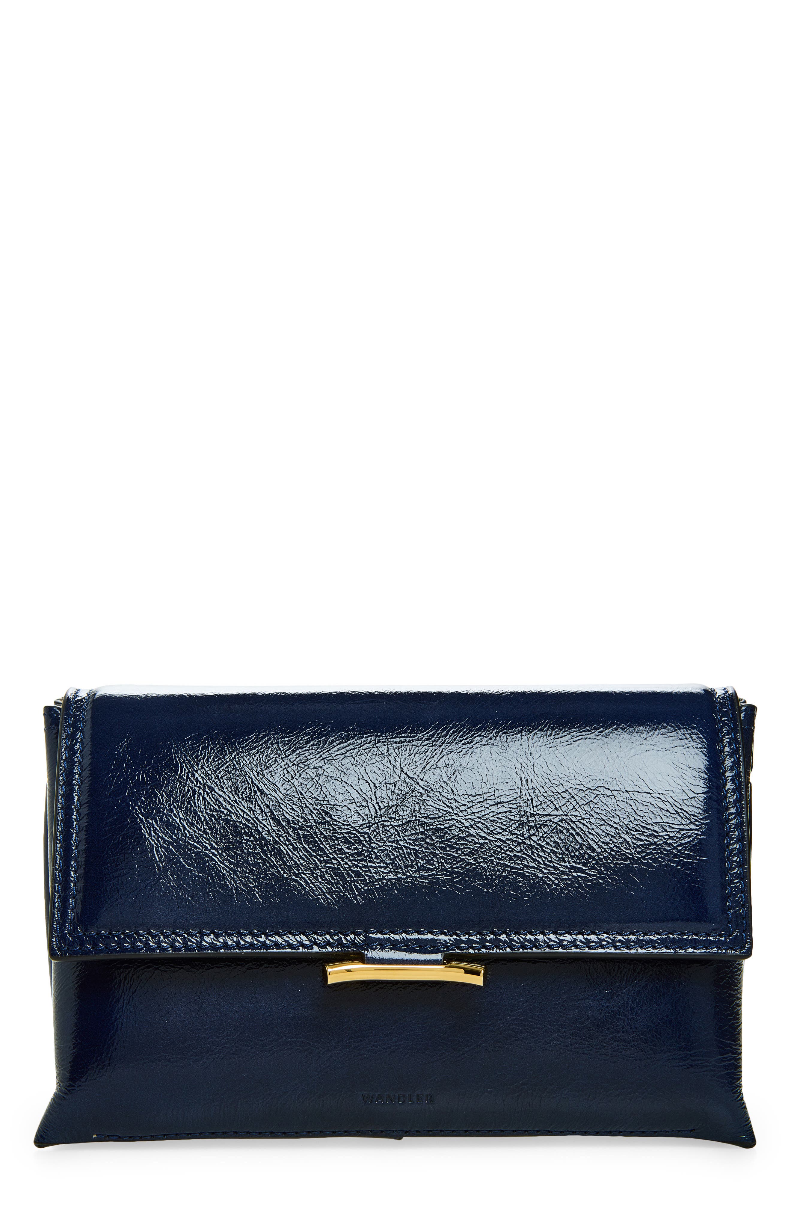 Ida Trio Leather Clutch, Main, color, NAVY GLAZE
