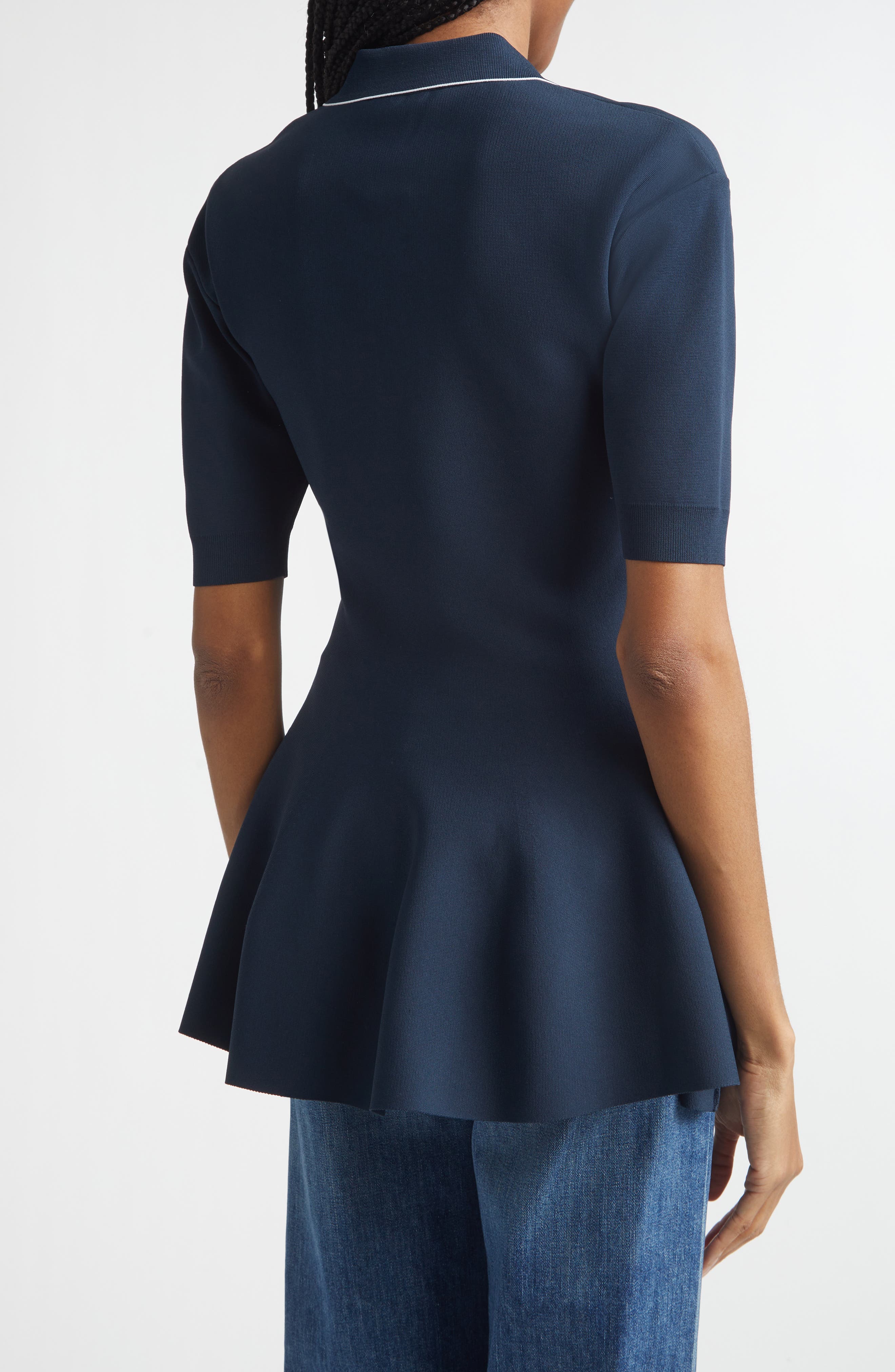 Compact Knit Peplum Polo - image 2