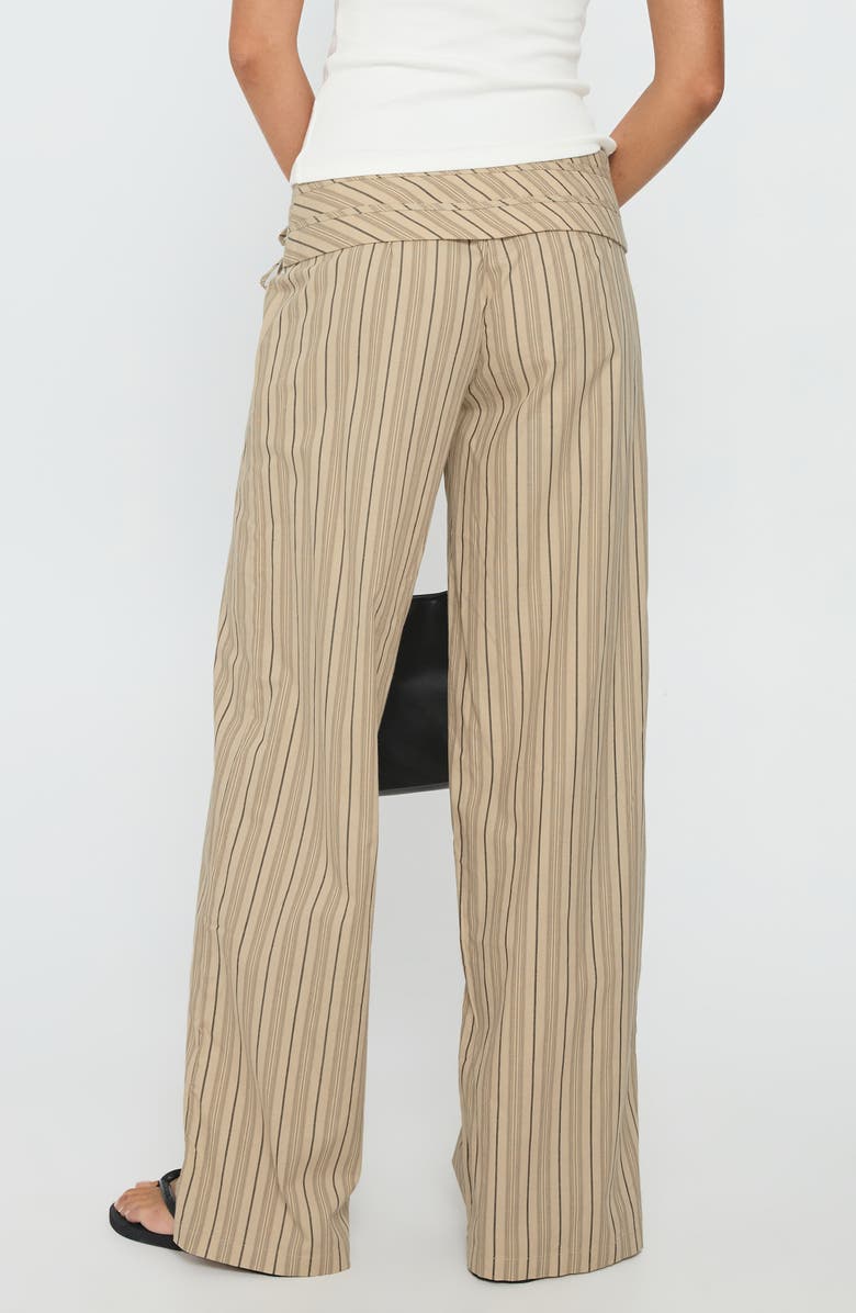 Princess Polly Seneca Wrap Waist Stripe Cotton Pants, Alternate, color, Beige Stripe