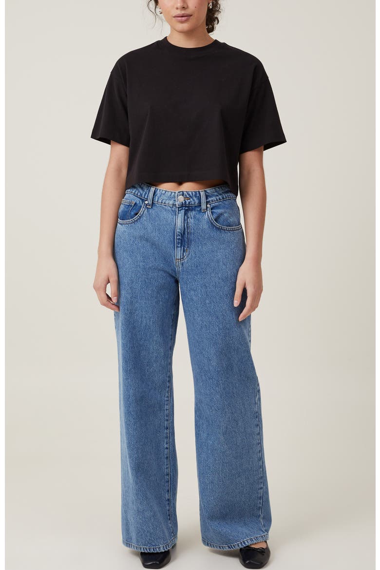 Cropped Boxy Tee, Alternate, color, BLACK