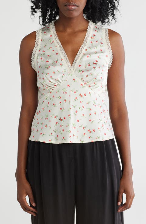 Lace Trim Gathered Bust Top