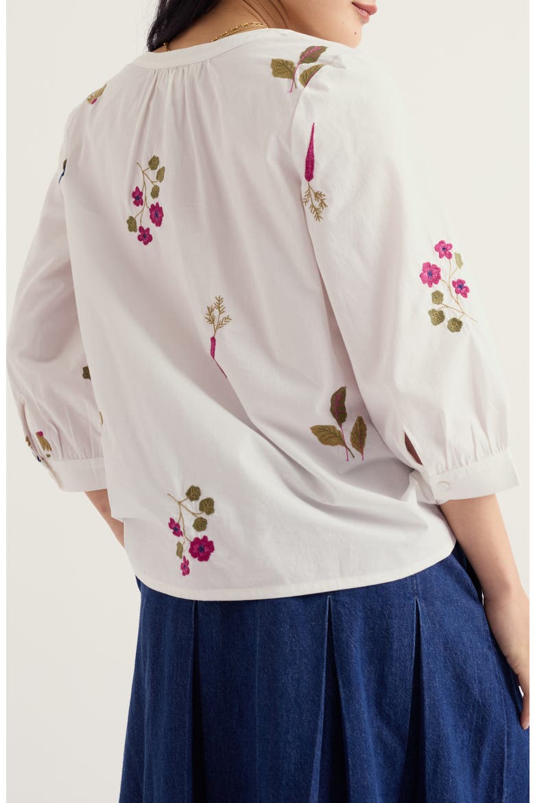 Grace Floral Embroidered Organic Cotton Popover Top, Alternate, color, FLORA EMBROIDERY CHALK