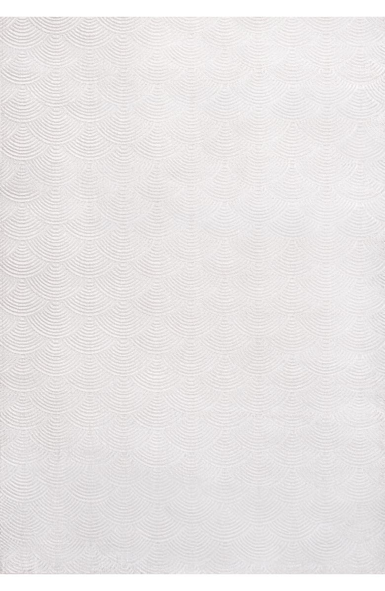 JONATHAN Y Porter Geometric Art Deco Fan Pattern High-Low Area Rug, Main, color, White/Light Gray