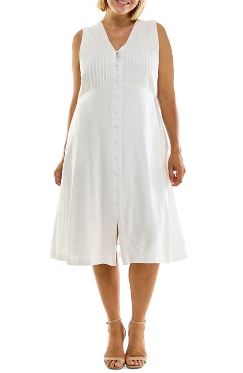Pintucked Sleeveless Midi Dress