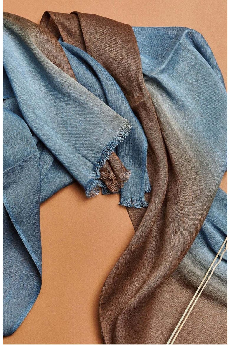 Mahogany Sky Soft Linen Silk Handloom Scarf, Alternate, color, Brown