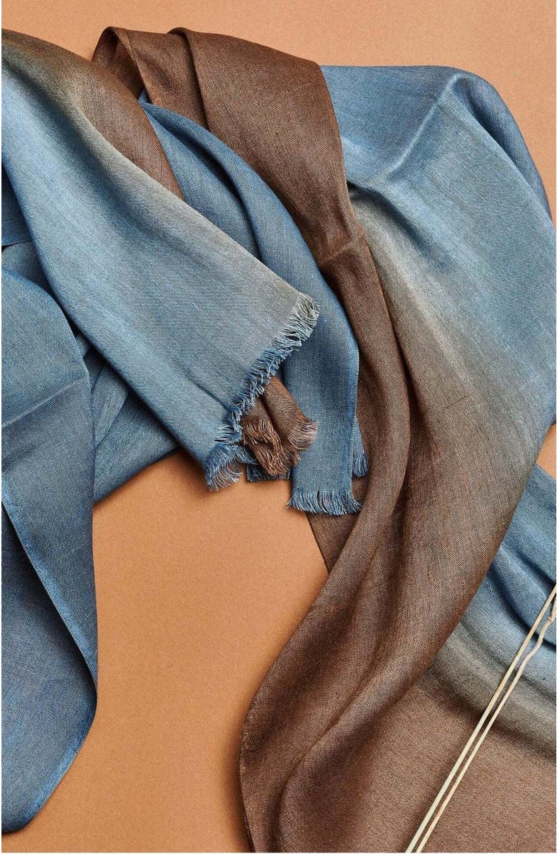 Studio Variously Mahogany Sky Soft Linen Silk Handloom Scarf, Alternate, color, Brown