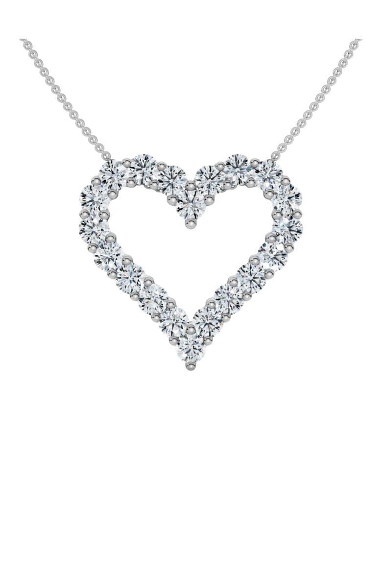 Bliss Diamond 1Ct Diamond Heart Pendant 14k Gold Lab Grown 3/4" Tall Necklace, Main, color, 14K White Gold