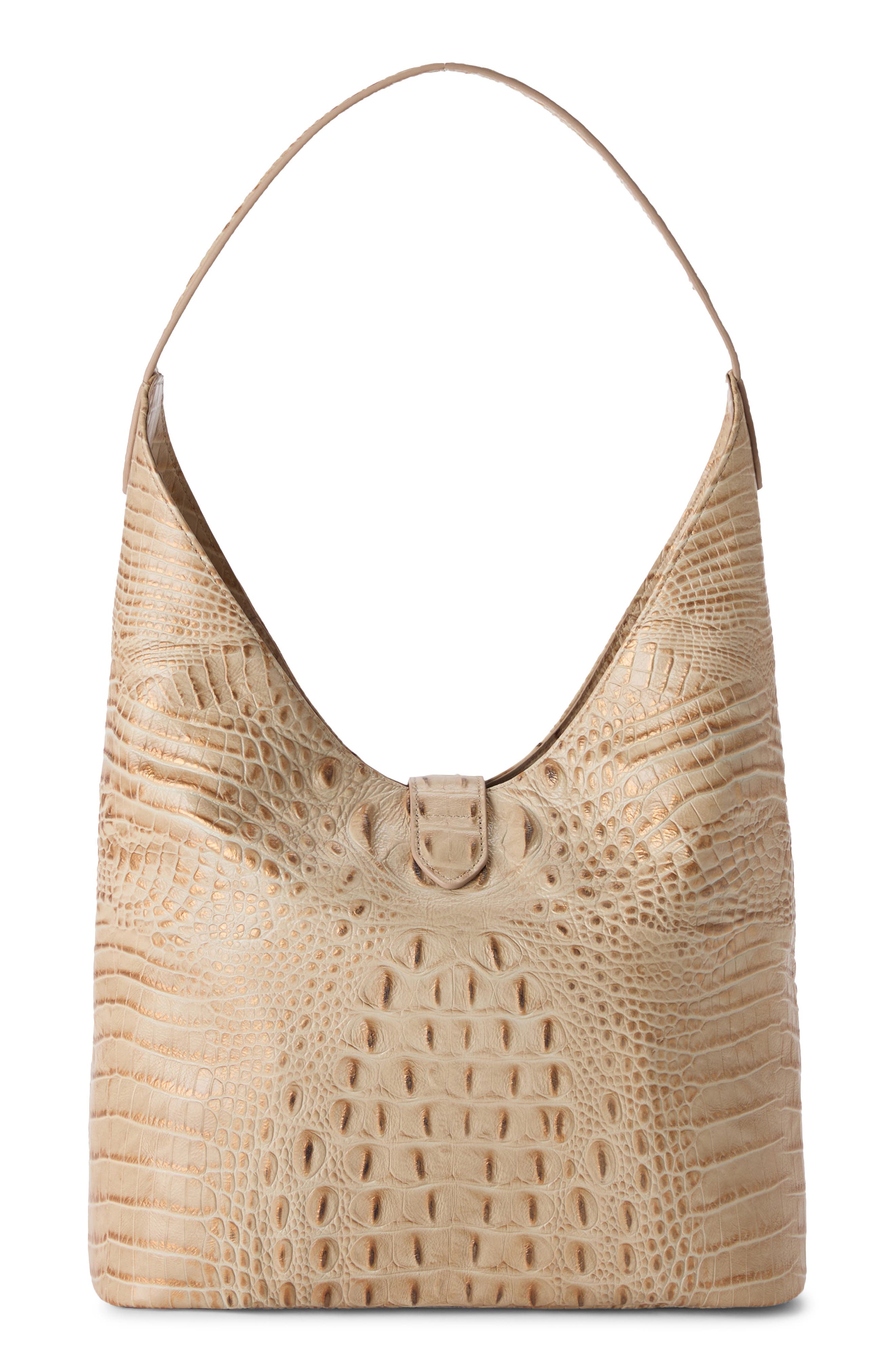 Gwynne Croc Embossed Leather Shoulder Bag, Alternate, color, SANDSTORM