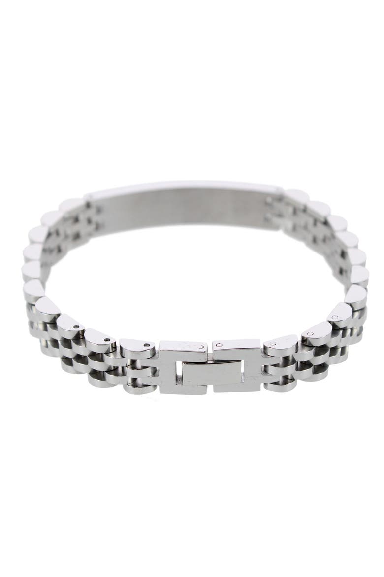 Signet Id Metal Link Bracelet, Alternate, color, Silver
