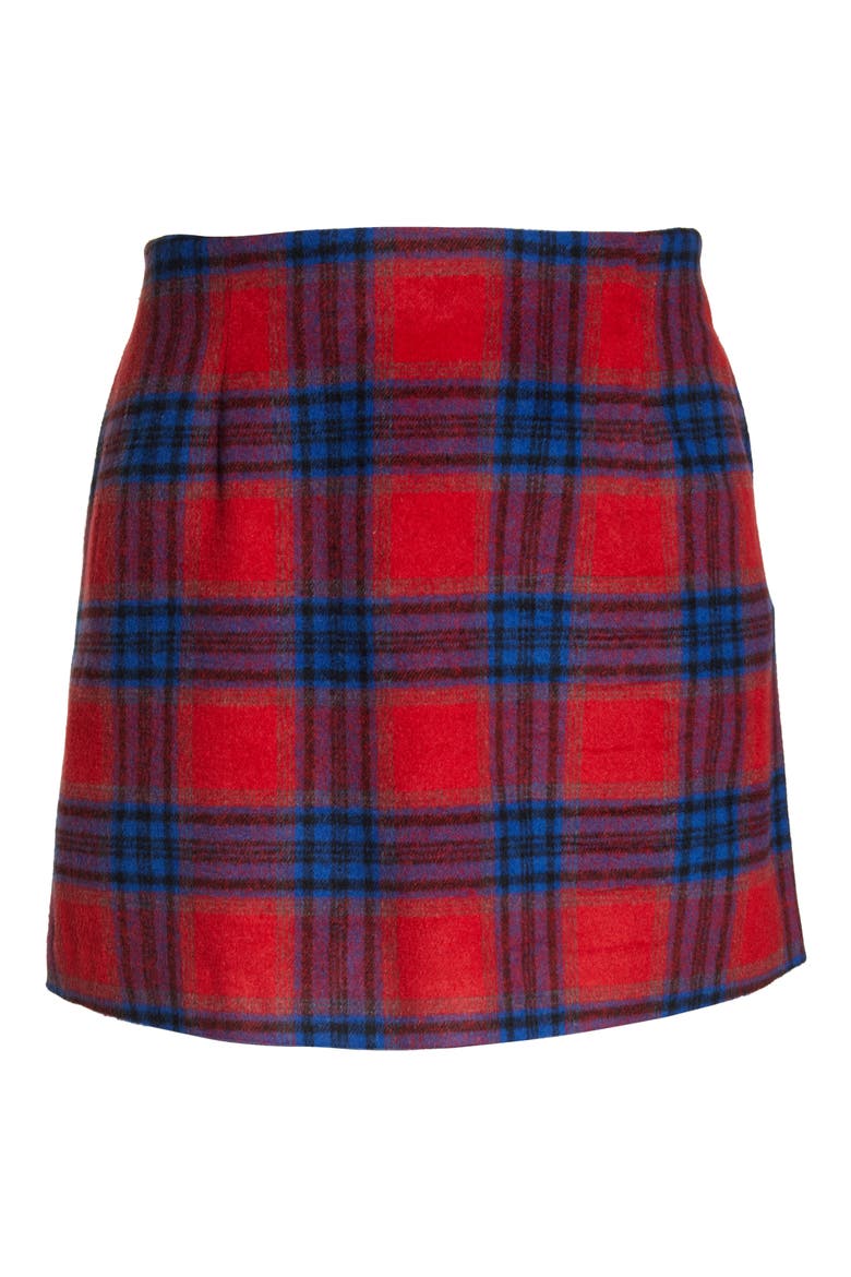 Melton Plaid Miniskirt, Alternate, color, RED CHINOISE RITA PLAID