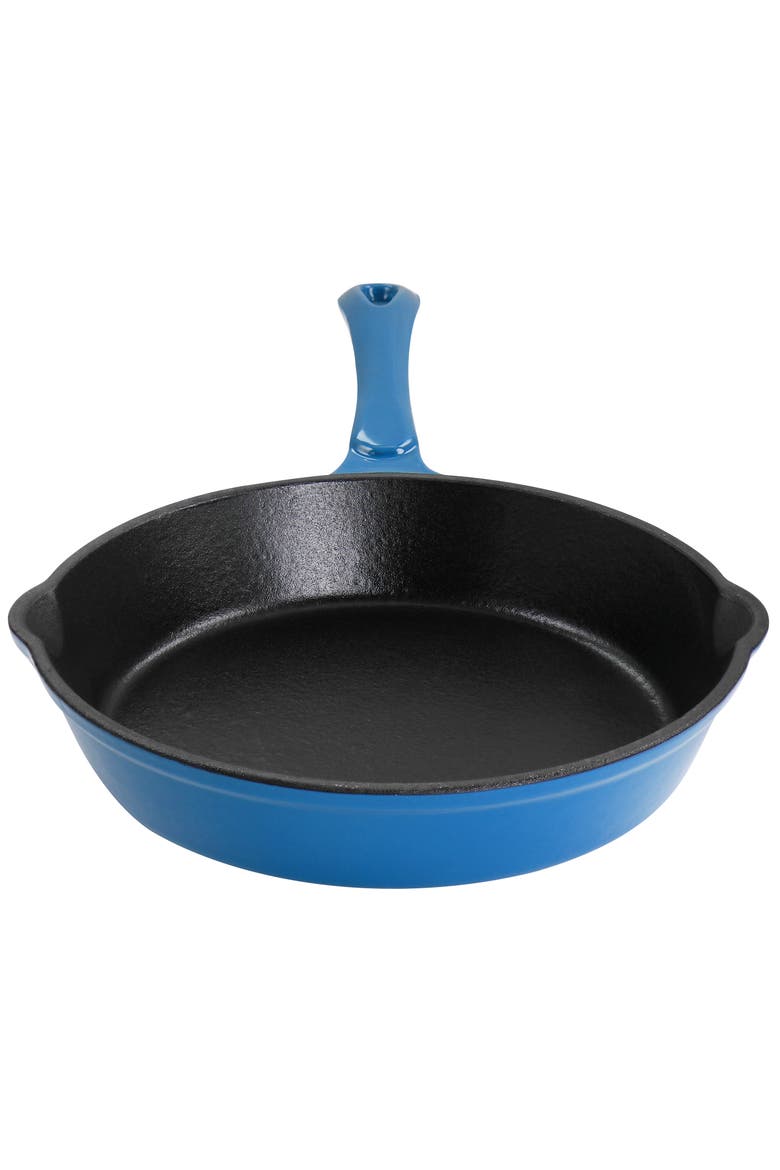 Enameled Round 8 Inch PreSeasoned Cast Iron Frying Pan, Alternate, color, Turquoise