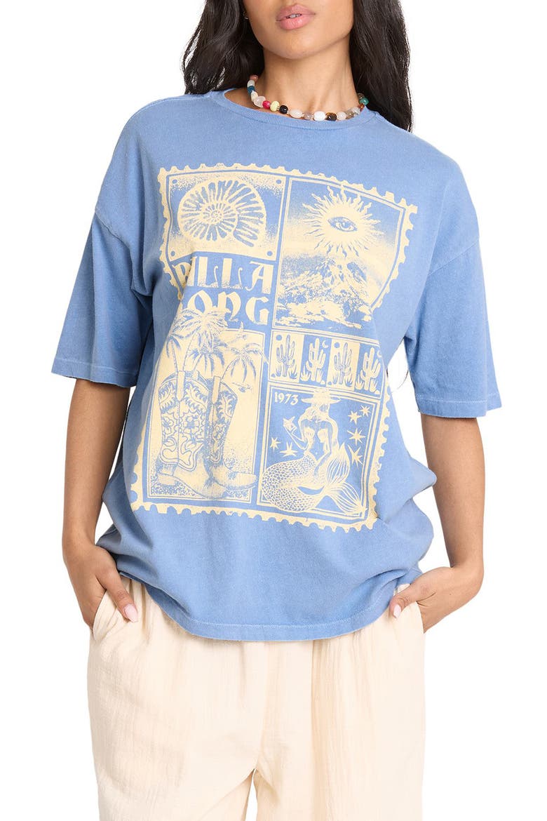 Across Skies Graphic Oversized T-shirt, Main, color, BLUE HORIZON