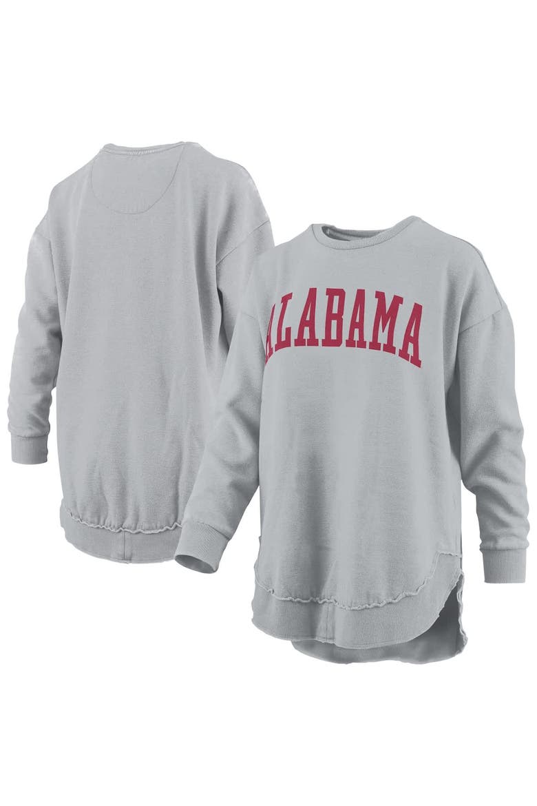 Women's Pressbox  Gray Alabama Crimson Tide Melange Poncho Vintage Fleece Long Sleeve Pullover Sweatshirt, Main, color, Gray