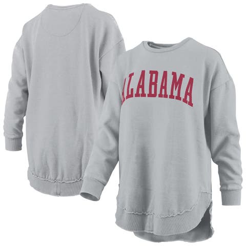 Women's Pressbox  Gray Alabama Crimson Tide Melange Poncho Vintage Fleece Long Sleeve Pullover Sweatshirt