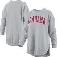 PRESSBOX Women's Pressbox  Gray Alabama Crimson Tide Melange Poncho Vintage Fleece Long Sleeve Pullover Sweatshirt