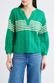 Wit & Wisdom Pointelle Stripe Sweater