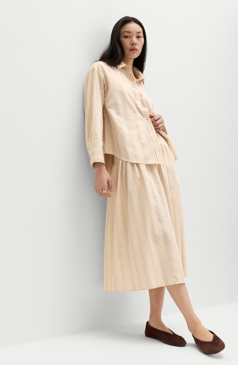 M&S Stripe Midi Skirt, Alternate, color, Natural Multi