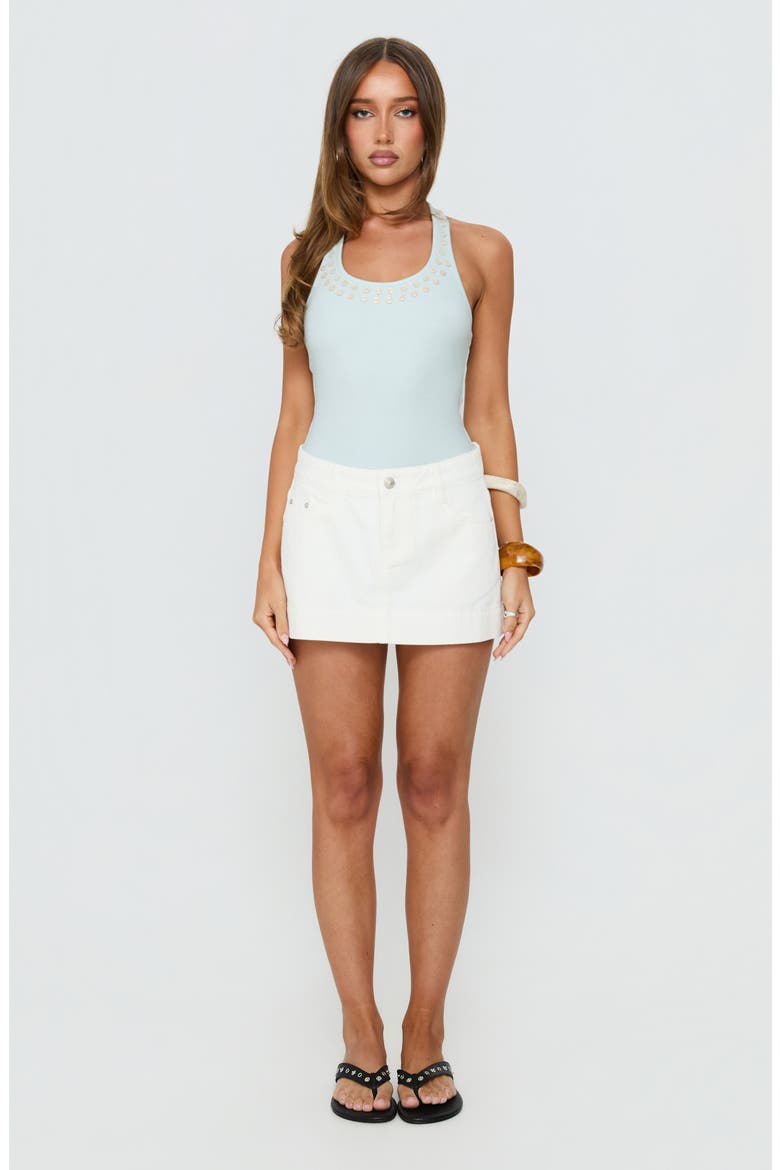 Warna Low Rise Denim Miniskirt, Alternate, color, WHITE