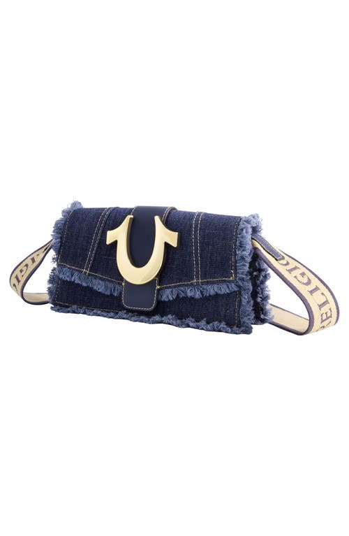 True Religion Frayed Denim Flap Crossbody Bag