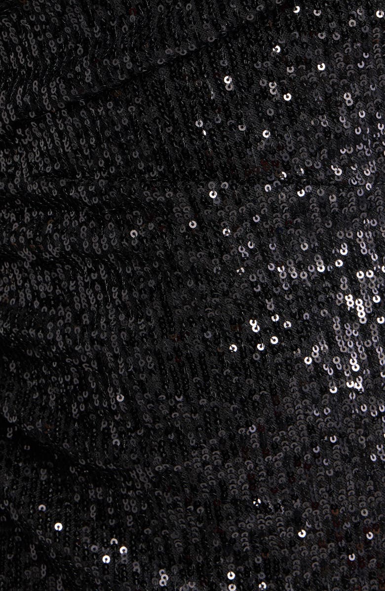 Anne Klein Draped Sleeveless Sequin Sheath Midi Dress, Alternate, color, Anne Black