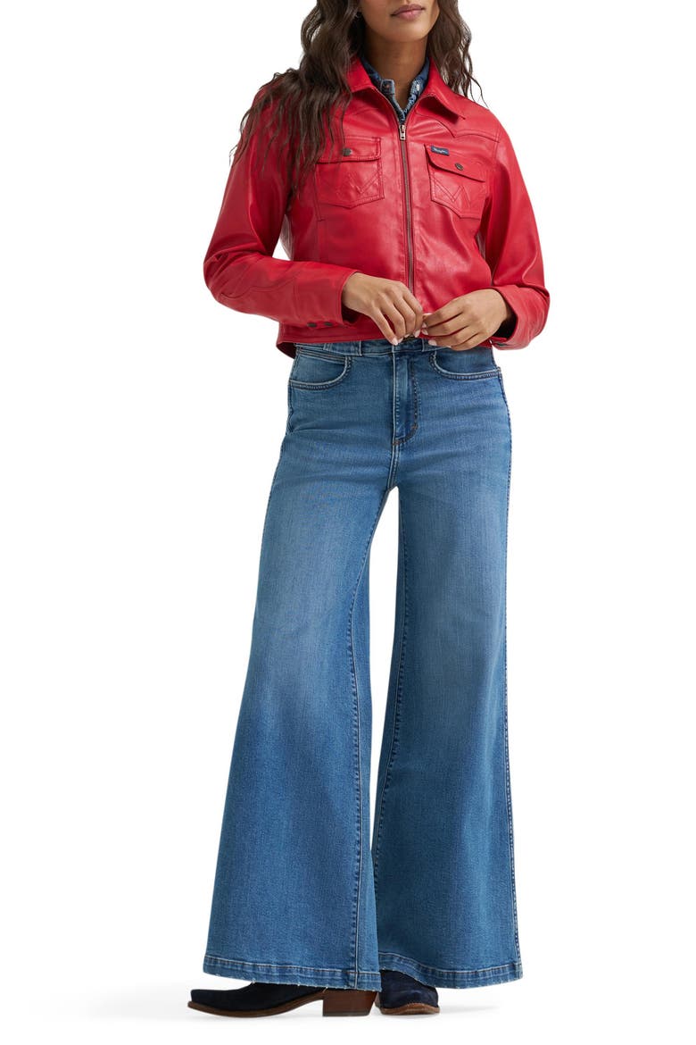 Slim Seamed Faux Leather Jacket, Alternate, color, CHILI PEPPER