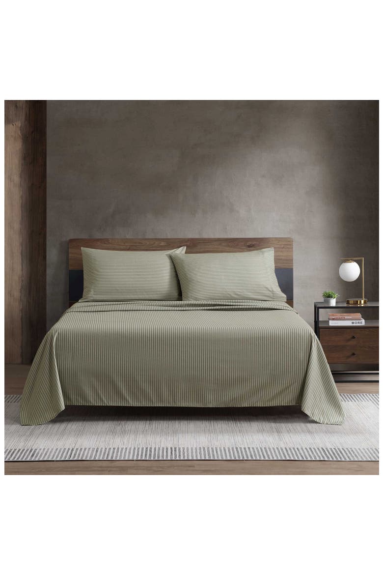 Twill Stripe Texture Sheet Set, Alternate, color, MOSS