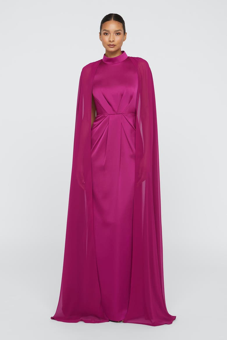 Phillipa Cape Gown, Alternate, color, Sangria