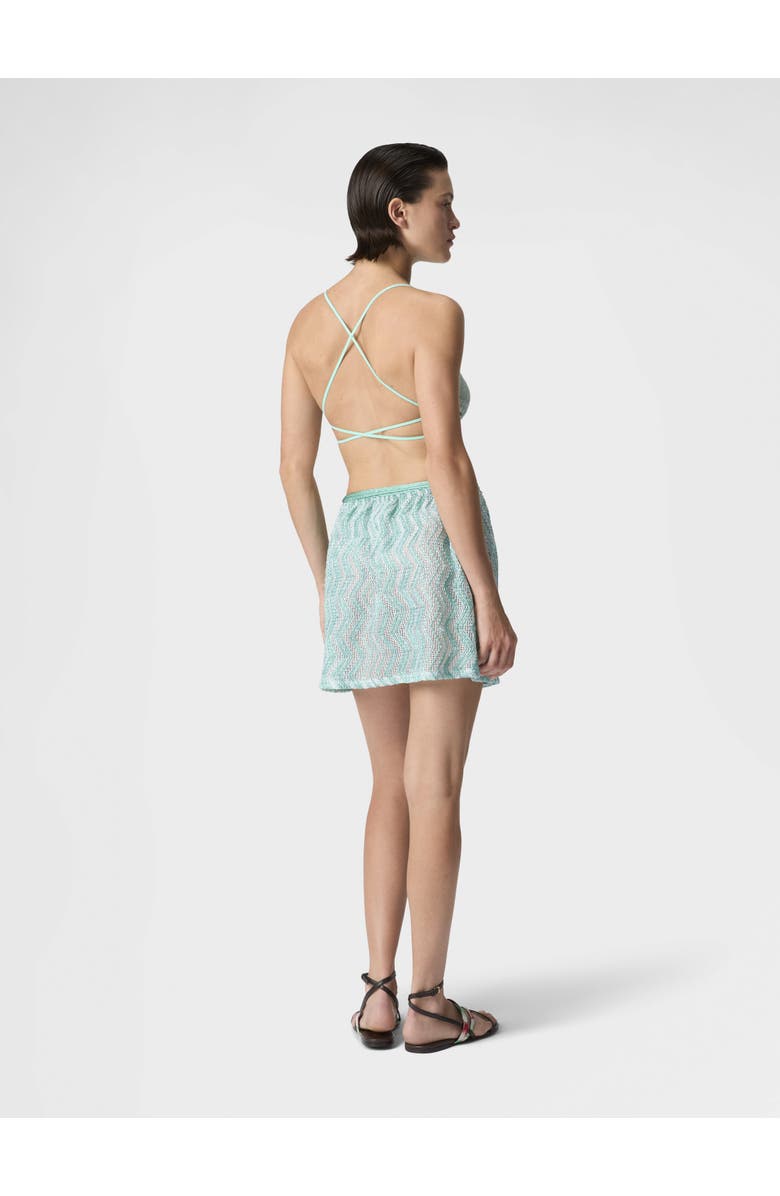 Missoni Zigzag Mesh Pareo Mini Skirt With Sequins, Alternate, color, Light Blue