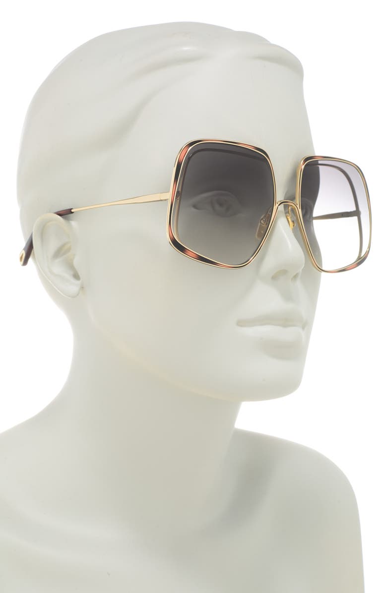 Chloé 62mm Square Sunglasses, Alternate, color, Gold Gold Grey