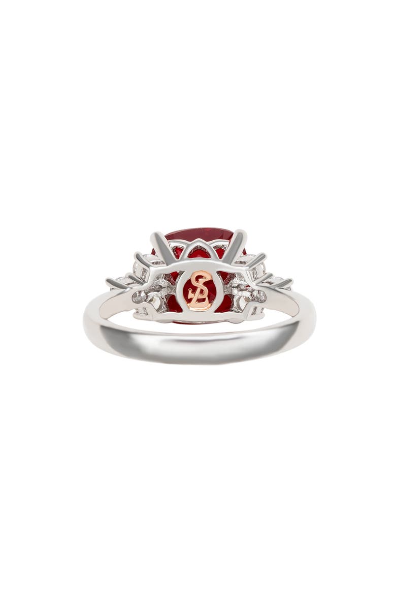 Cushion Cut Cubic Zirconia Engagement Ring, Alternate, color, RED