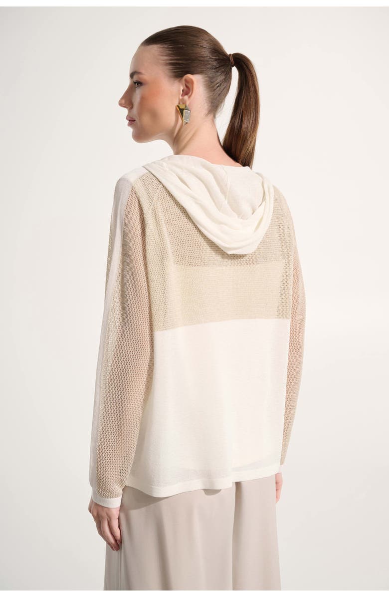 JOSEPH RIBKOFF Soft Knit Straight Hooded Zip Jacket, Alternate, color, Vanilla/Gold