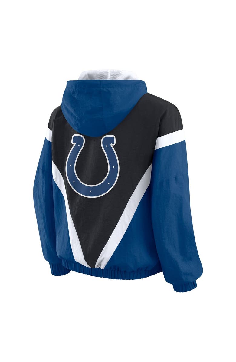 WEAR by Erin Andrews Women's WEAR by Erin Andrews Black/Royal Indianapolis Colts Retro Crinkle Full-Zip Hoodie Windbreaker, Alternate, color, 