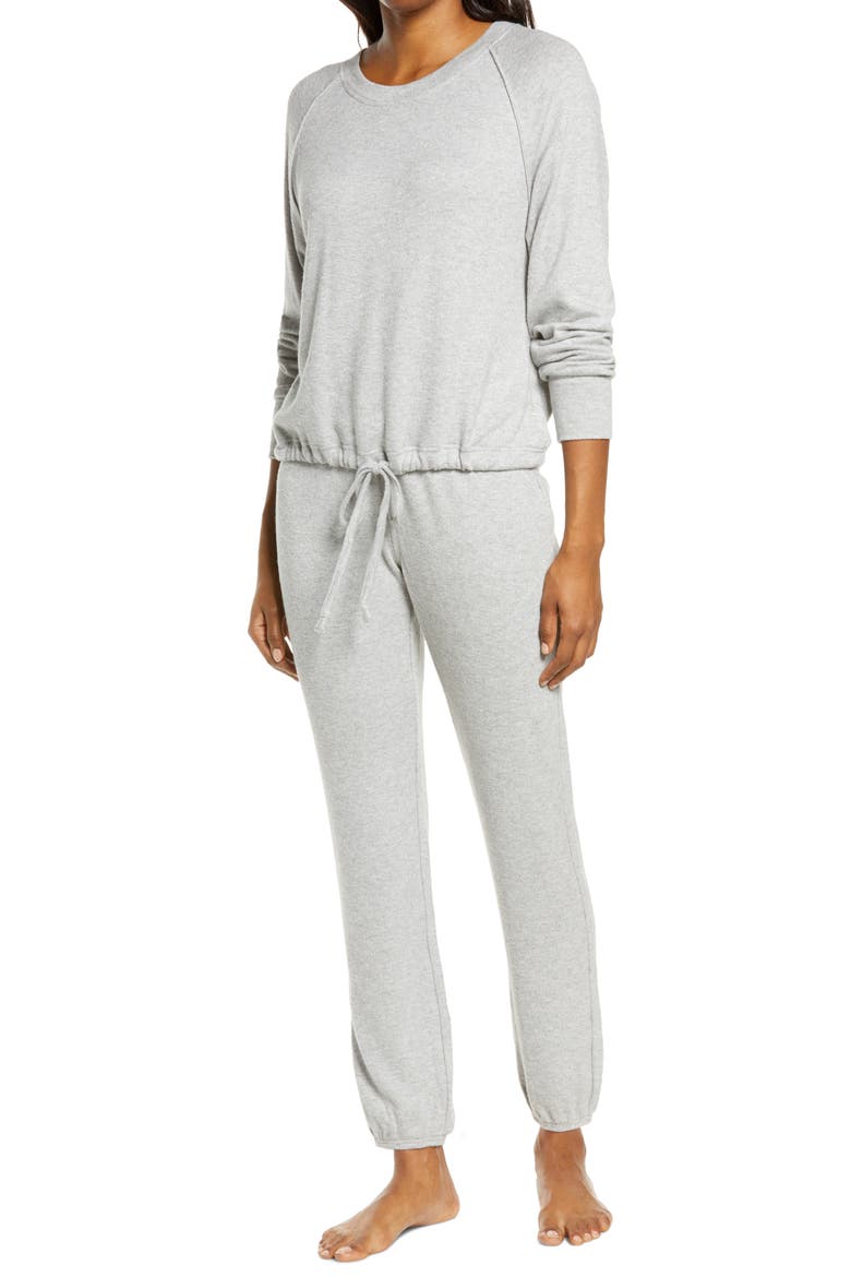 Gable Brushed Drawstring Pullover & Joggers Lounge Set, Main, color, GREY HEATHER
